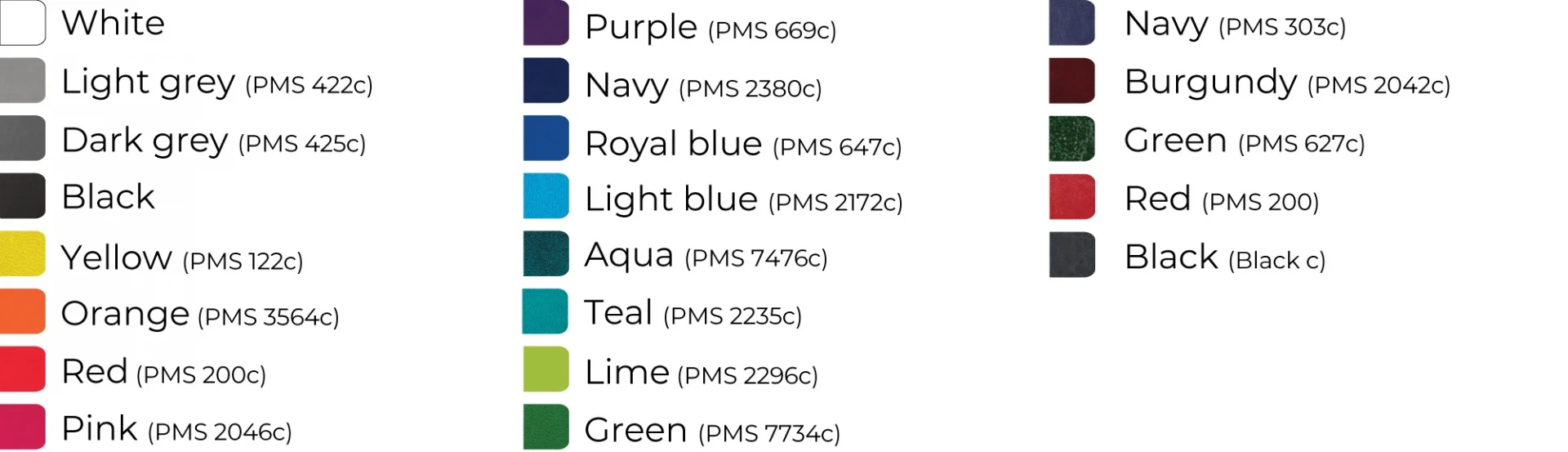 Primo PU colours